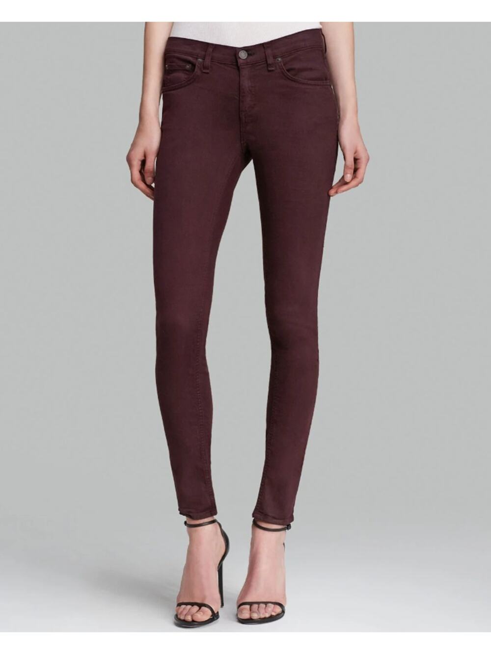 RAG & BONE Womens Zipper Capri Skinny Ankle Jeans Mid Rise Purple Plum Size 27